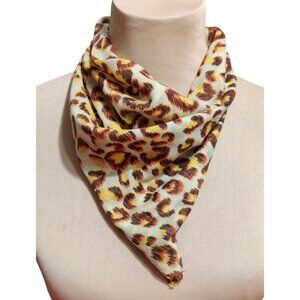 Womens Leopard Print Scarf Square Lightweight Cotton Neutral Animal Pattern Chic